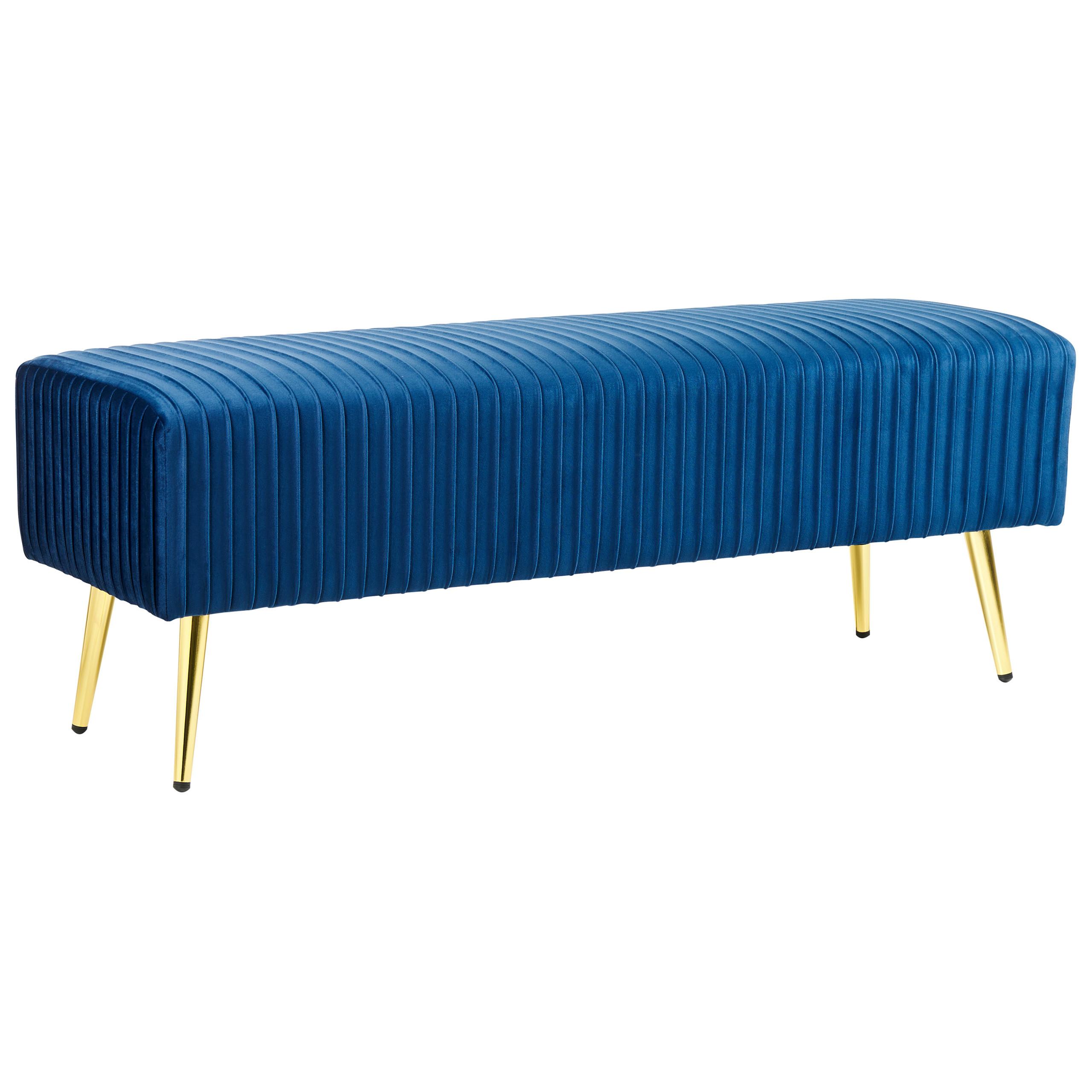 BANK Blau Paterson - Blau/Goldfarben, Textil (118/42/40cm) - Beliani