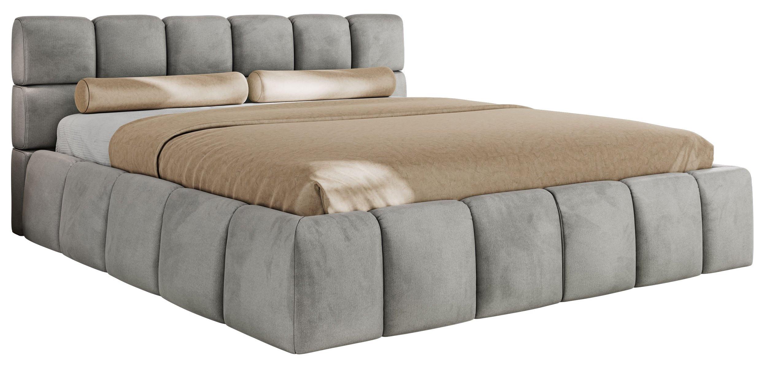 POLSTERBETT NIRA CLASSIC 180/200 - Hellgrau Velvet - Multipocket-Matratze - Hellgrau, Textil (180/200cm) - MKS