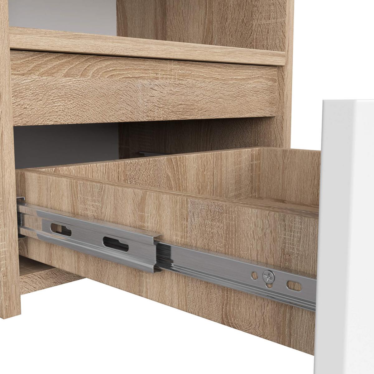 NACHTTISCH Eiche Sonoma, Weiß 40/40/35 - Weiß, Holzwerkstoff (40/40/35cm) - RAUMHIRSCH FURNITURE