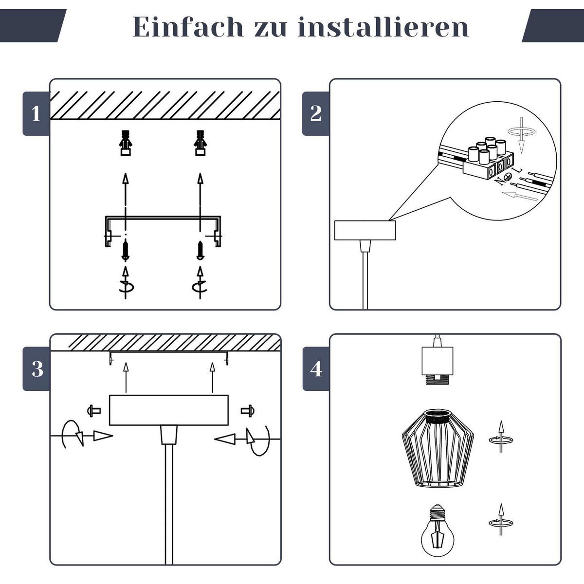 PENDELLEUCHTE Marthalynn 12/10/173 cm - Schwarz, Metall (12/10/173cm) - ZMH