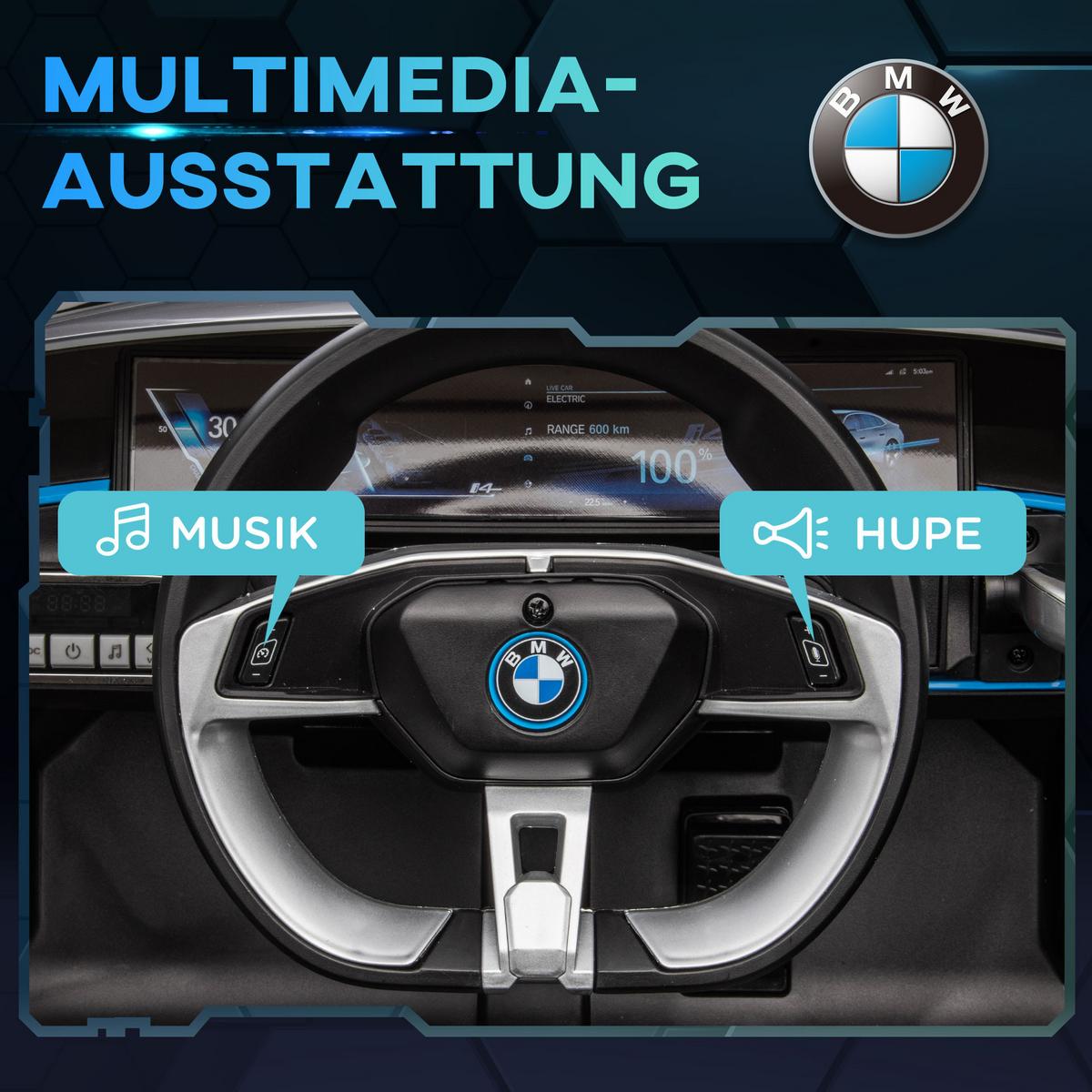 KINDER Elektroauto Elektrofahrzeuge mit Fernbedienung, MP3-Player, 3-5 km/h - Schwarz, Metall (115/67/45cm) - HOMCOM