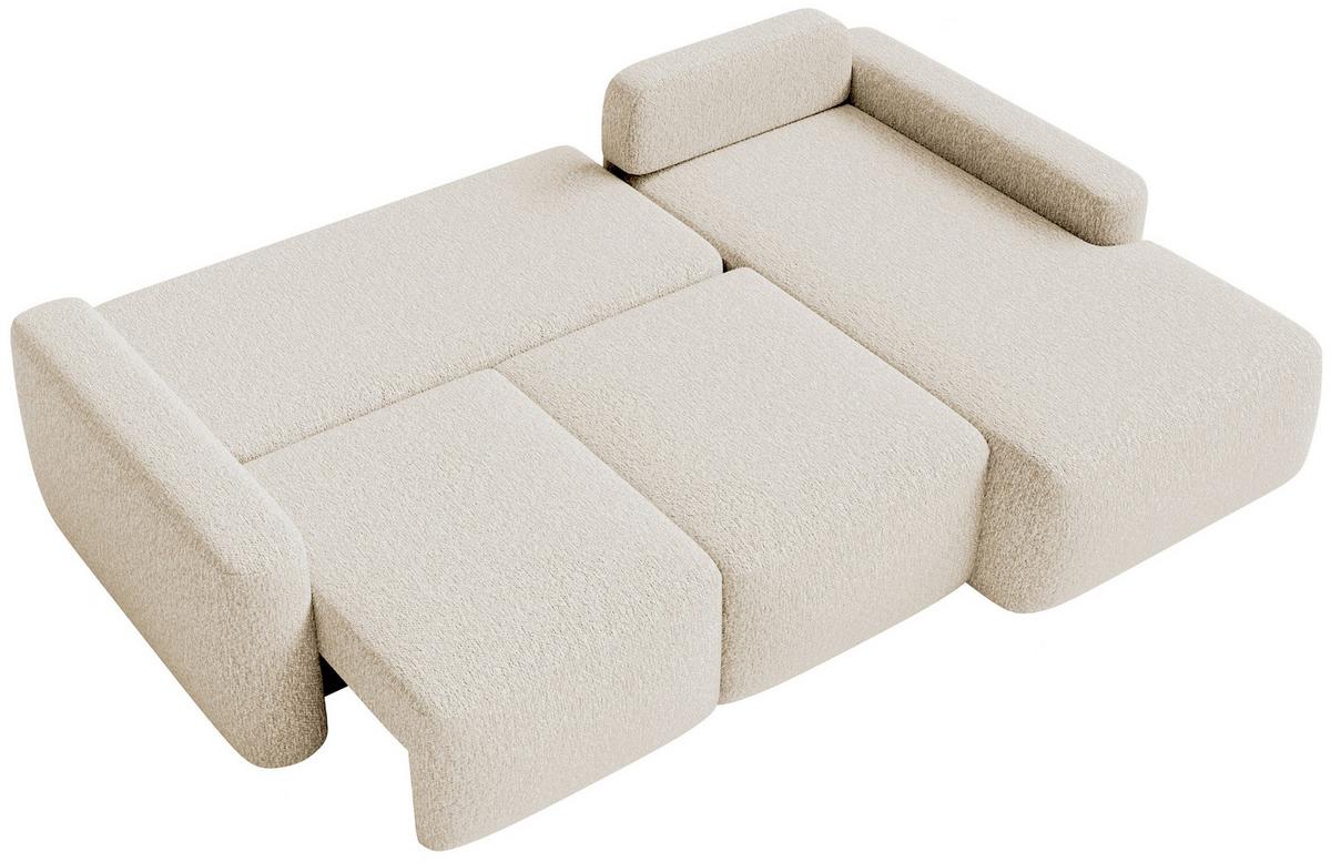 ECKSOFA Carnos Mini Hellbeige Chenille - Ecru/Schwarz, Kunststoff/Textil (164/238cm) - Selsey