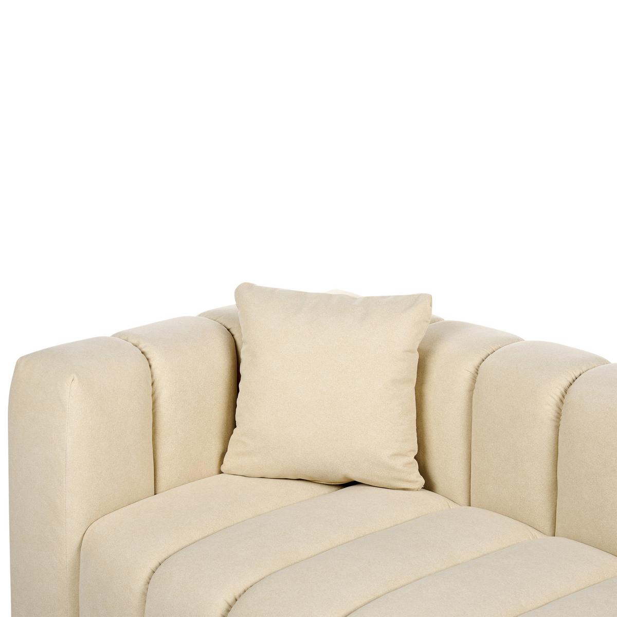 CHAISELONGUE Samtstoff beige linksseitig Lannils - Beige/Schwarz, Textil (156/67/76cm) - Beliani