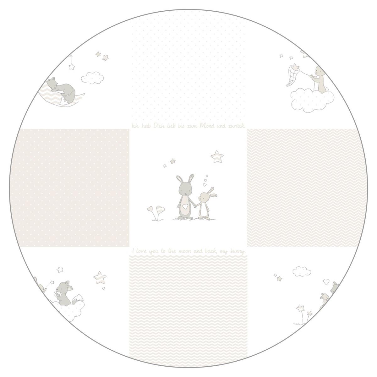 LAUFGITTER 75x100 cm mit Holzfüßen Fox & Bunny - Weiß, Holzwerkstoff (73/72/98.5cm) - Roba