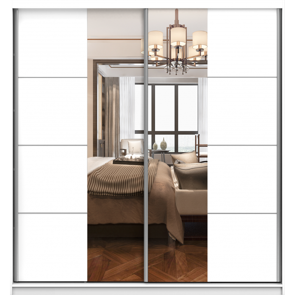 SCHWEBETÜRENSCHRANK 203/218/61 cm 2-türig Pola 38 Weiß,Weiß - Alufarben/Weiß, Glas/Holzwerkstoff (203/218/61cm) - imoebel24