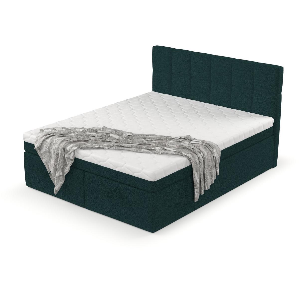 BOXBETT Elano 160/200 cm Grün im Riva Stoff - Schwarz/Grün, Holz/Holzwerkstoff (160/200cm) - AltaBeds
