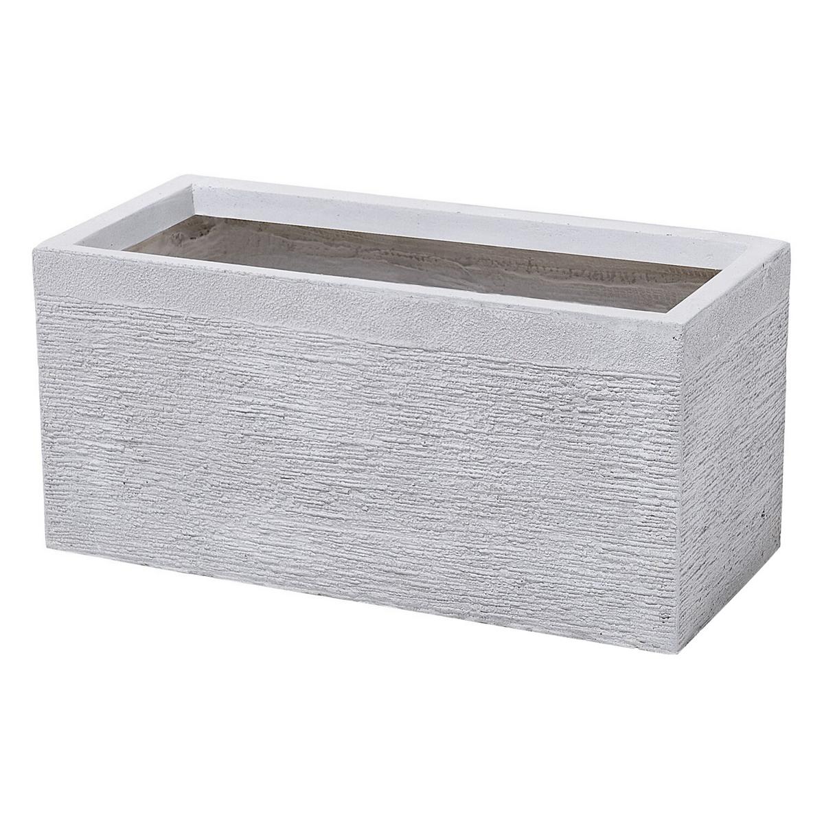 BLUMENTOPF weiß rechteckig 50/23/24 cm Myra - Weiß, Naturmaterialien (24cm) - Beliani