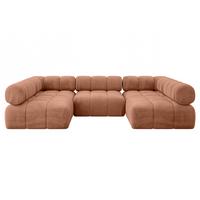 WOHNLANDSCHAFT modulares Sofa Garvo-U1 - 285x190x70 cm Apricot Velours - Koralle, Holzwerkstoff/Textil (285/70/190cm) - ALTDECOR