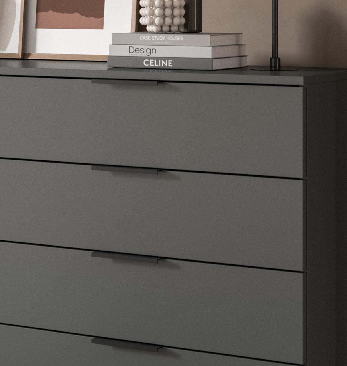 SIDEBOARD grau 185 x 80 cm, Kommode mit viel Stauraum - Schwarz/Grau, Holzwerkstoff/Kunststoff (185/80/35cm) - Inn.Furn