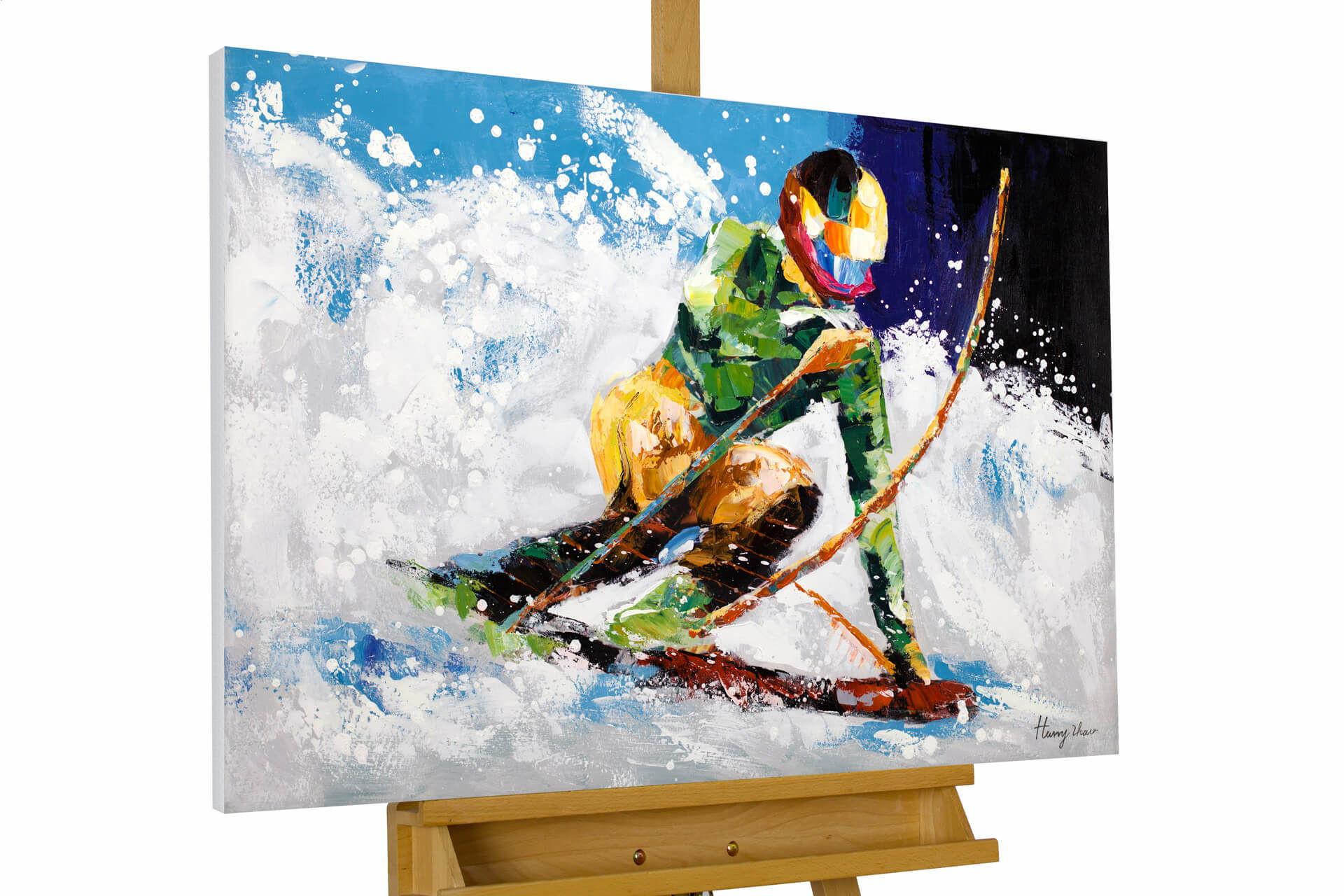 ACRYLBILD HANDGEMALT 90/60 cm - Blau/Weiß, Holz/Textil (90/60cm) - KUNSTLOFT