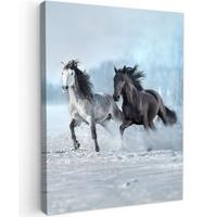 LEINWANDBILD Pferde - Winter - Tiere - Natur - Schnee Room Decor 30x40 cm - Anthrazit, Textil (30/40cm) - MuchoWow