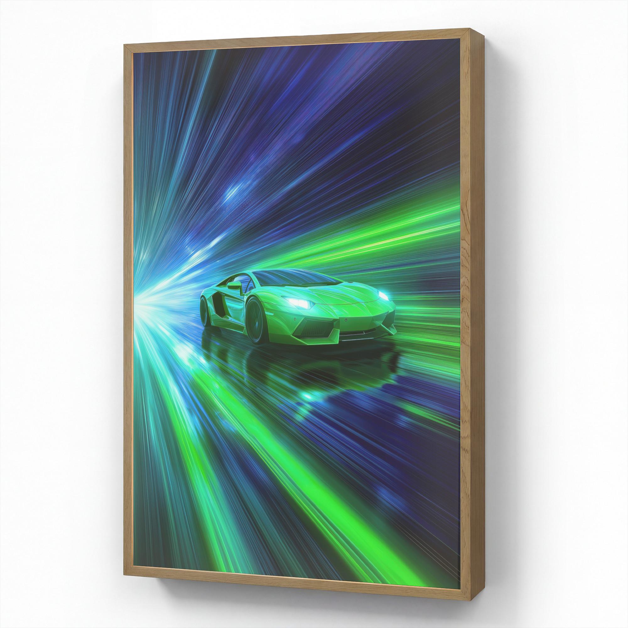 NACHTTISCHLAMPE MIT AKKU Geschwindigkeit - Leicht - Sportwagen - Grün 60x90 cm - Grün, Holzwerkstoff (8/60/90cm) - OnlyWow