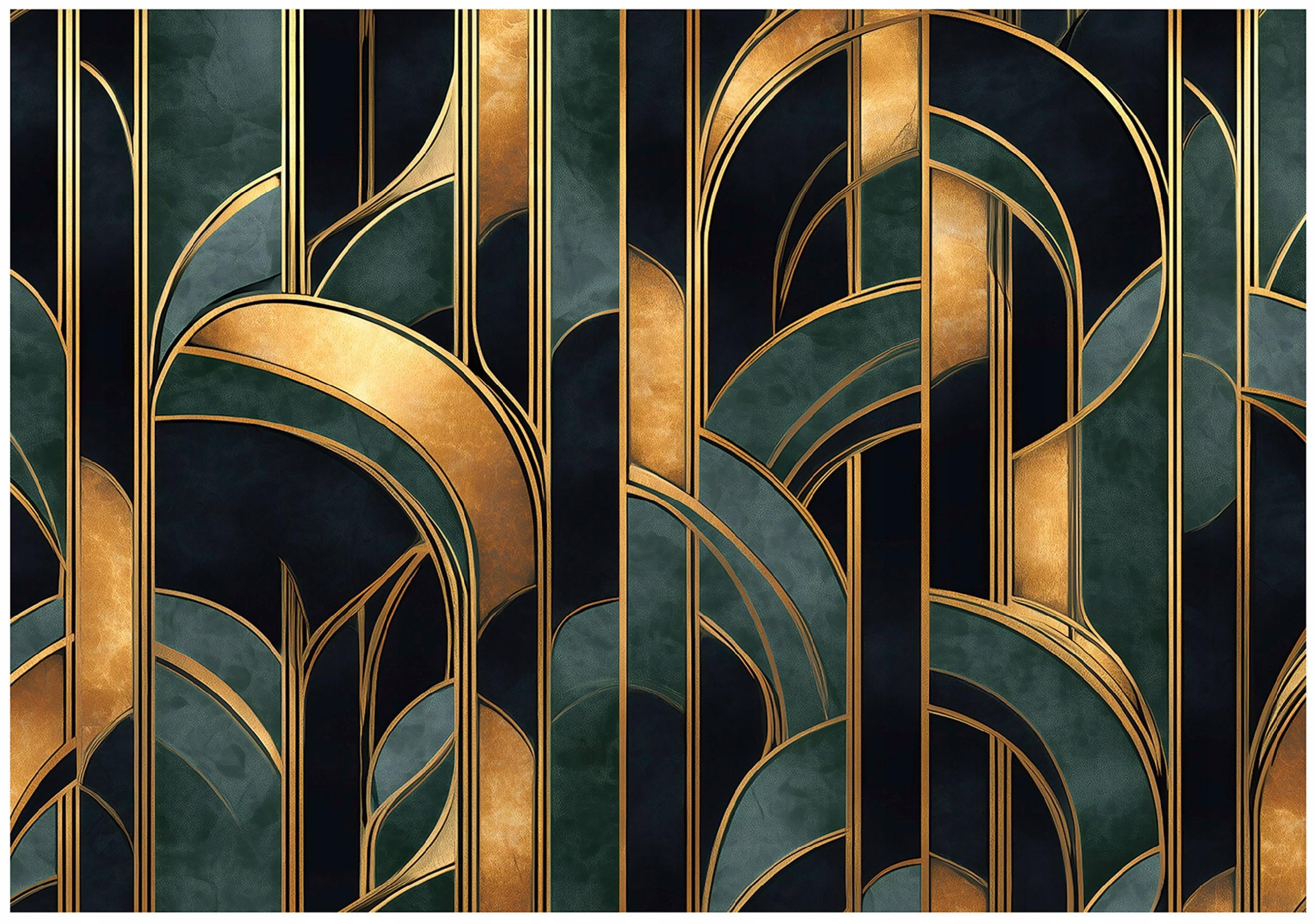 FOTOTAPETE Art Deco Abstrakt Grün 150x105 cm - Multicolor, Papier (150/105cm) - Wallarena