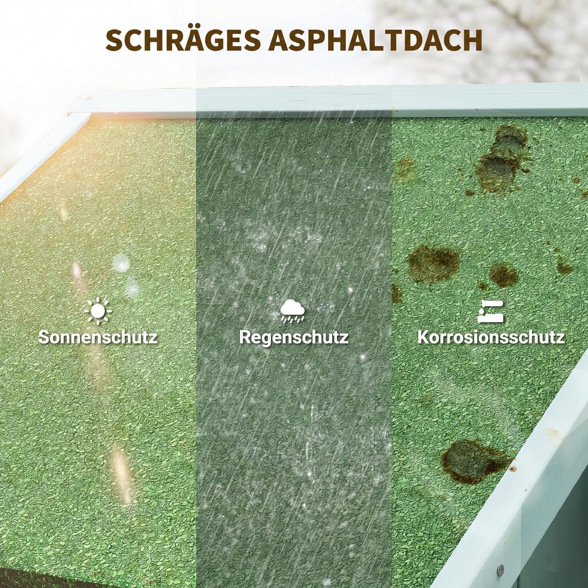 GARTENSCHRANK Geräteschuppen mit Fachböden, Asphaltdach Fenster, Holz, Hellblau+Grün - Hellblau, Holz (54.2/179/77cm) - Outsunny