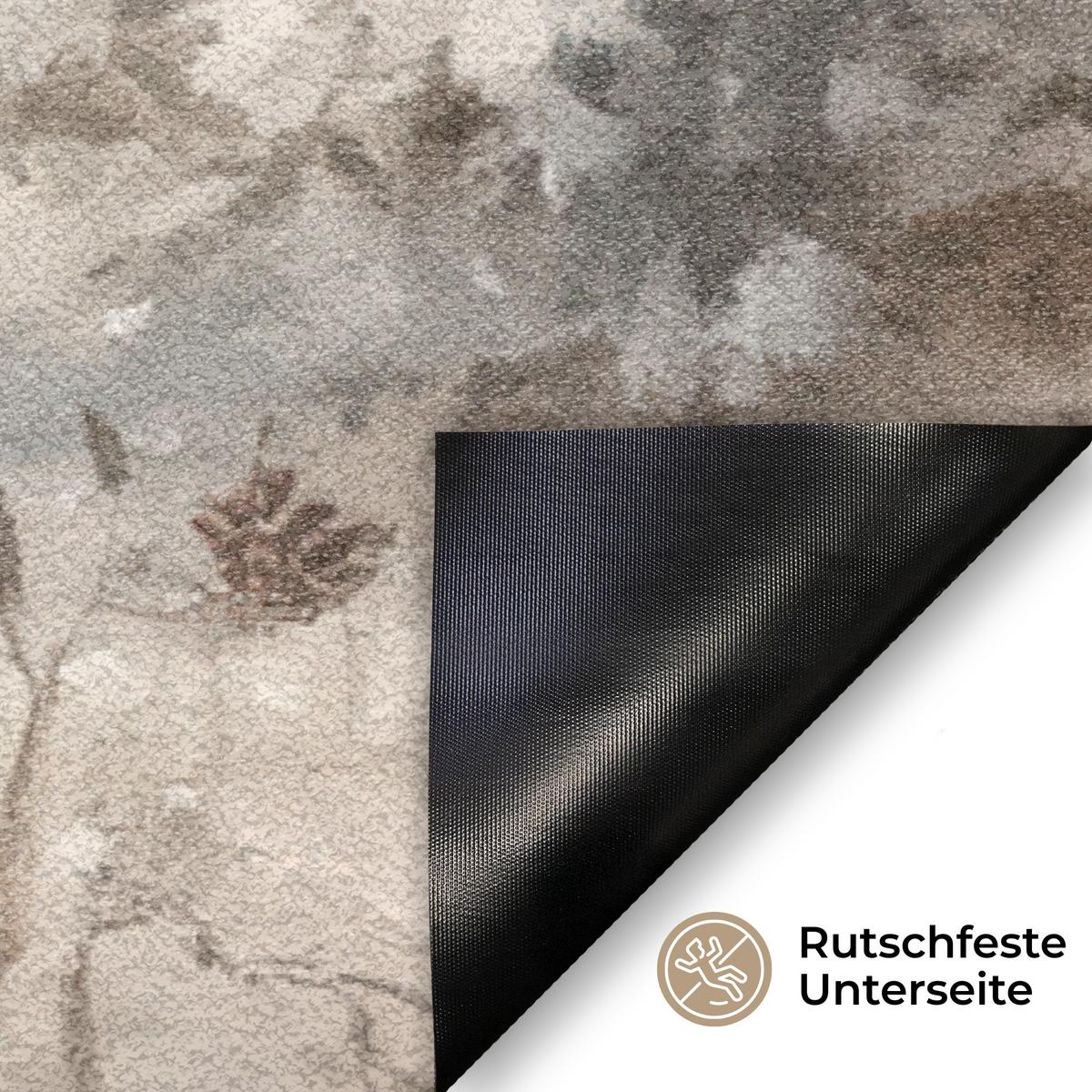 FUSSMATTE Weihnachten - Rentier - Winter - Kranz Flurteppich 90x60 cm - Braun, Kunststoff (90/0.4cm) - MuchoWow