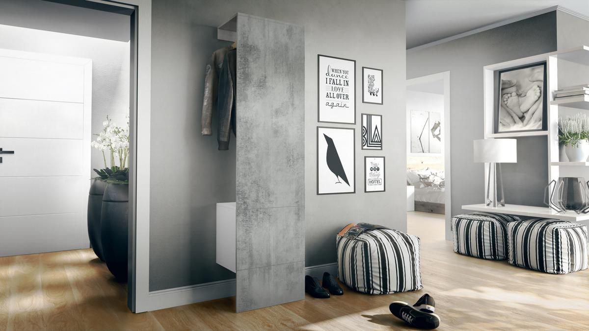 GARDEROBE Carlton Paneel in Beton Oxid Optik - Hellgrau, Holzwerkstoff (52/193/35cm) - Vladon