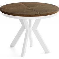 ESSTISCH Savio Weiß Neo rund ausziehbar verlängerbar, Eiche Braun Rustikal 80-130/80/77 cm - Alteiche/Weiß, Holz/Holzwerkstoff (80/130/77cm) - WFL GROUP