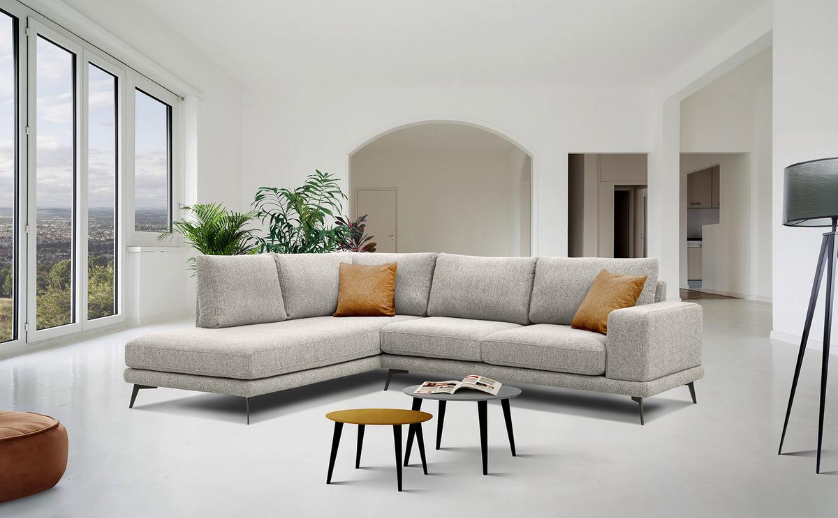 ECKSOFA MEDIOLANE 5-Sitzer, hellgrau - Hellgrau, Holzwerkstoff/Textil (219/282cm) - Wozimo