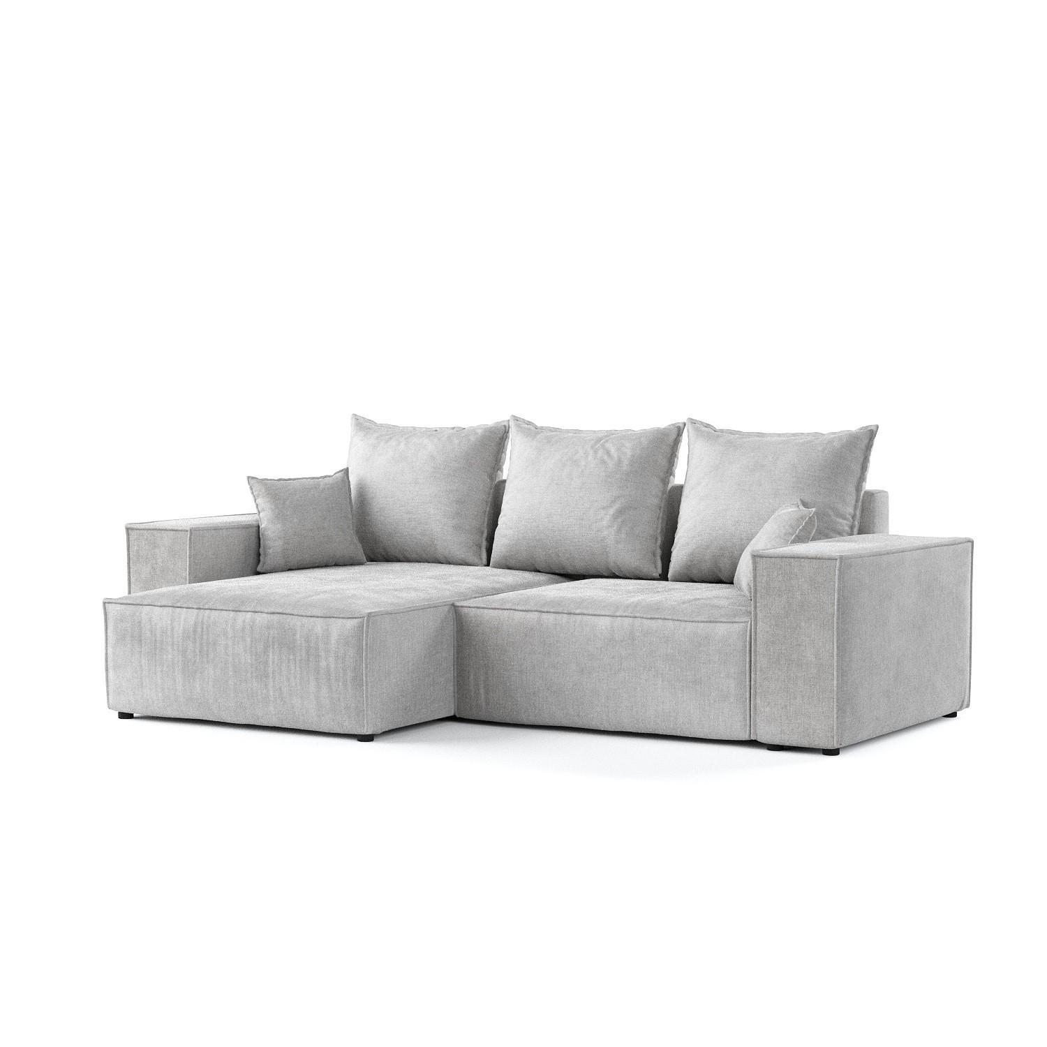 ECKSOFA SENSO mit Schlaffunktion Hellgrau im Wind Stoff - Hellgrau/Schwarz, Holz/Holzwerkstoff (255/148cm) - AltaBeds