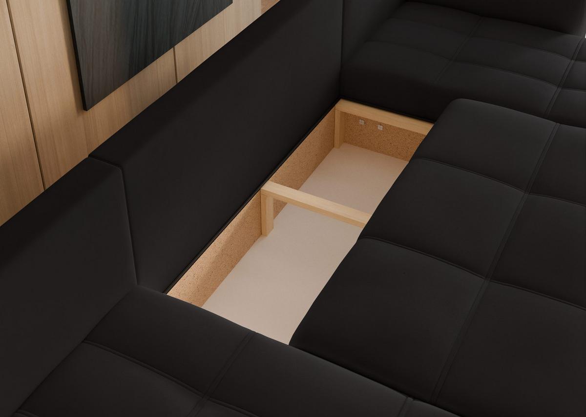 WOHNLANDSCHAFT PEDRO mit Schlaffunktion und Bettkasten Anthrazit - Schwarz, Holzwerkstoff/Textil (318/79/145cm) - Idohome