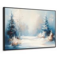 LEINWAND Bilder mit Rahmen - Wald – Winter – Natur – Abstrakt – Schnee - 150x100 - Weiß, Textil (150/100cm) - MuchoWow