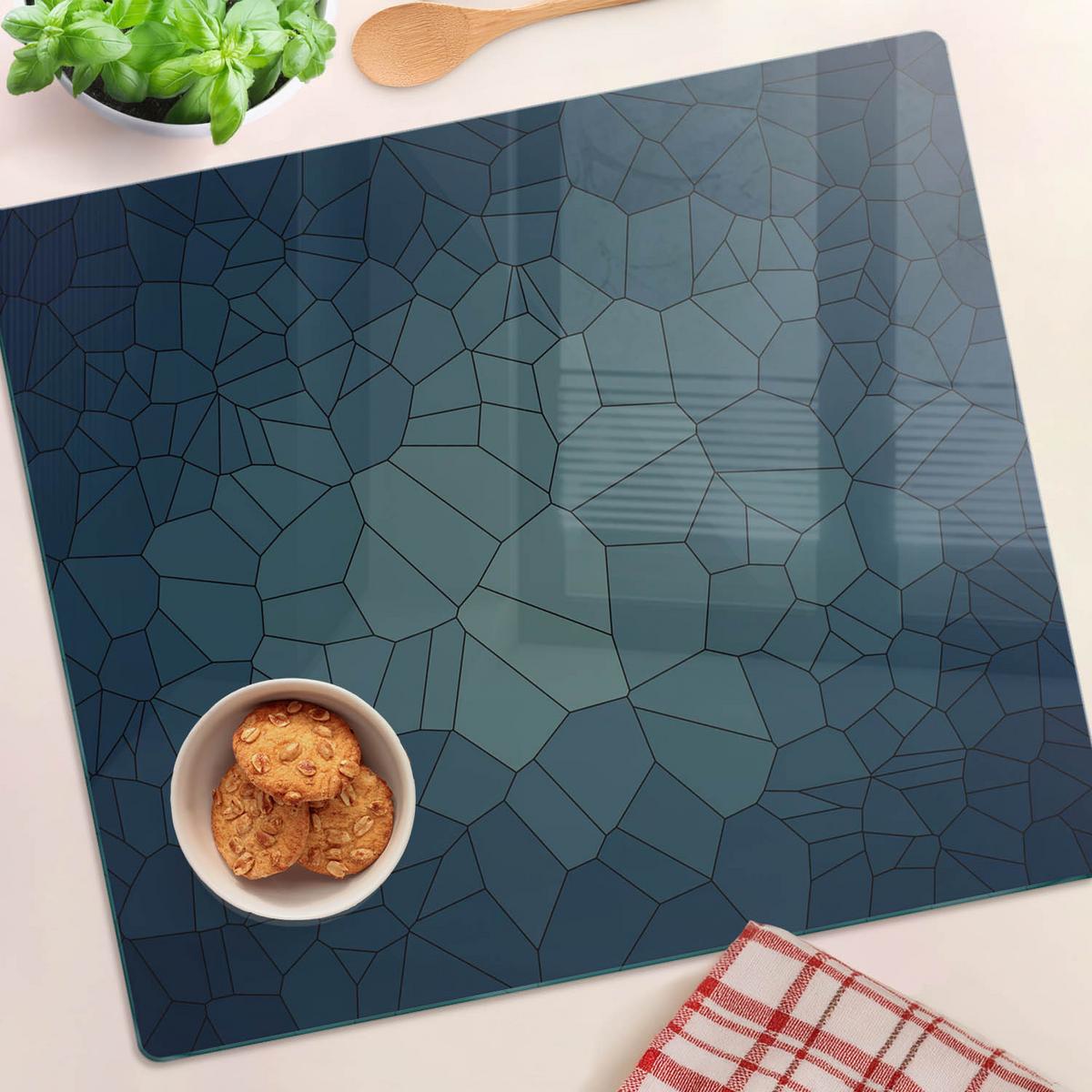GLASPLATTE 60x52 cm Abstrakt - Blau, Glas (60/0.4/52cm) - TULUP