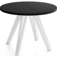 ESSTISCH Ravero runder ausziehbarer, Schwarz 100-140/100/77 cm - Schwarz/Weiß, Holz/Holzwerkstoff (100/140/76.5cm) - WFL GROUP