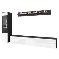 WOHNWAND Vera I mit weißer LED Beleuchtung - Silberfarben/Weiß, Holzwerkstoff/Kunststoff (33/30/180cm) - MIRJAN24