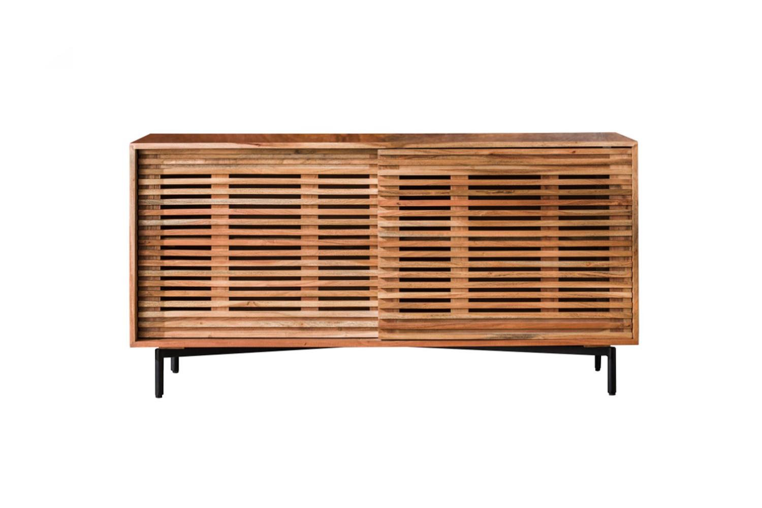 SIDEBOARD ELDA Braun Akazie - Schwarz/Braun, Holz/Metall (150/76/45cm) - KAWOLA