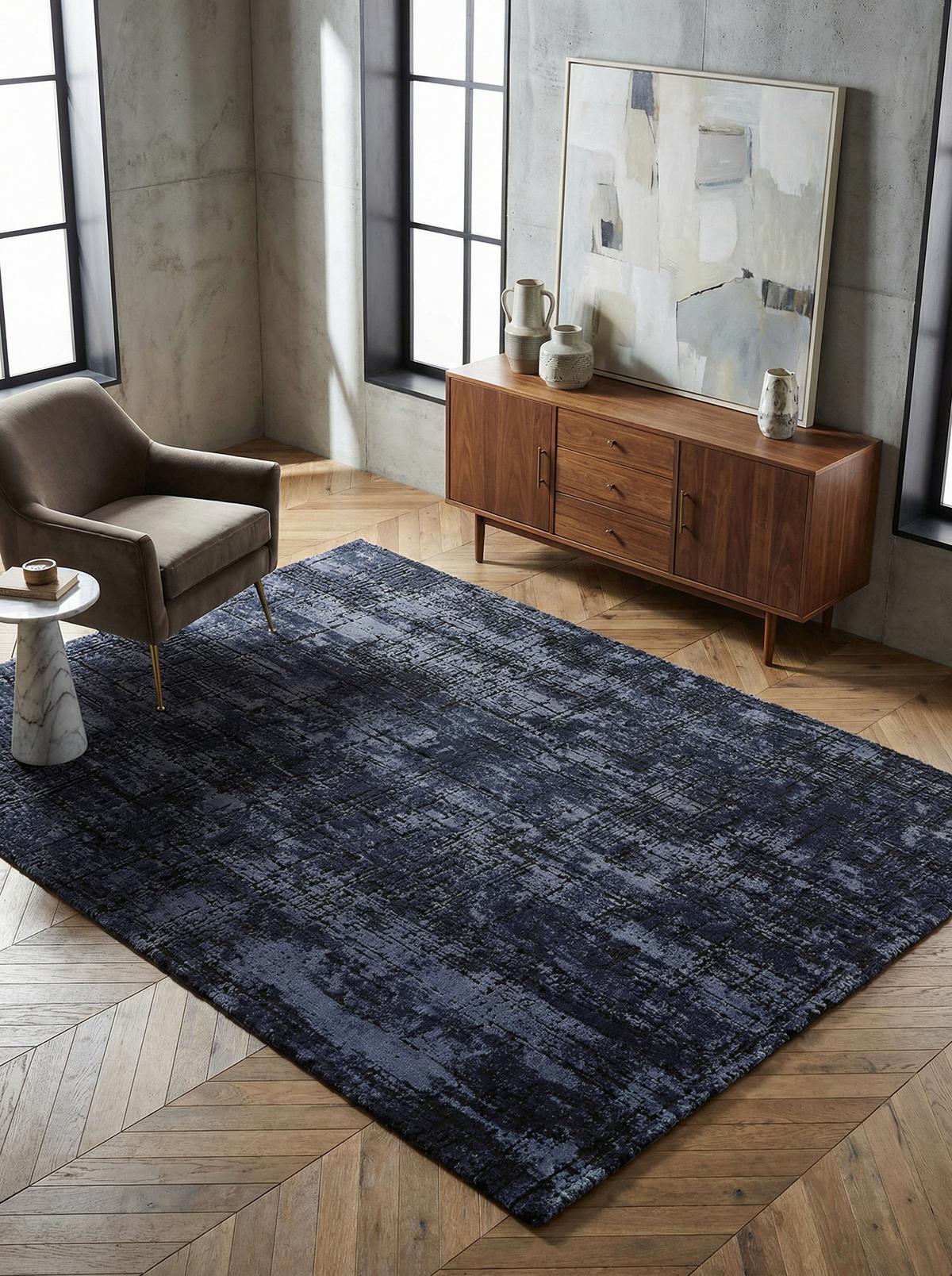 TEPPICH TIBER-Rom, abstrakt, Dunkelblau, 160 x 230 cm - Blau, Textil (230/160cm) - KADIMA DESIGN