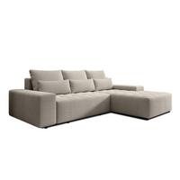 ECKSOFA L Form Alvorada Creme 280/184/88 cm – modernes Sofa fürs Wohnzimmer - Creme/Schwarz, Kunststoff/Textil (280/184cm) - AX Living