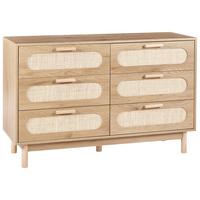 KOMMODE mit 6 Schubladen Hellbraun Costello - Hellbraun, Holzwerkstoff (120/78/40cm) - Beliani