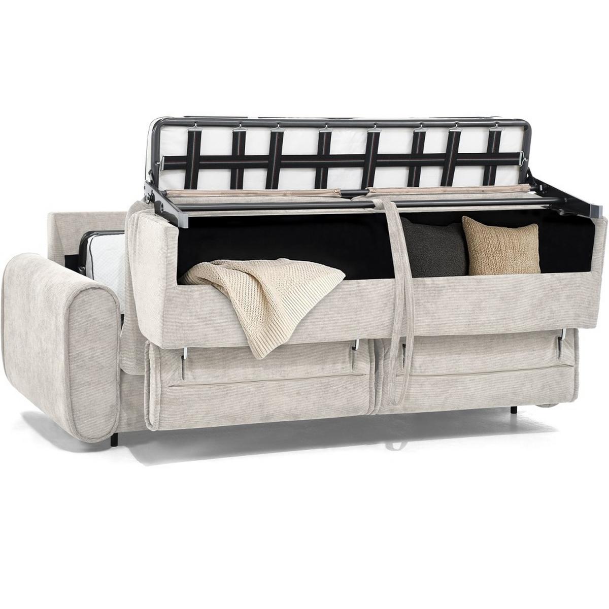 SCHLAFSOFA Pavarti mit italienischem Gestell, 180x195, Beige - Beige/Schwarz, Holzwerkstoff (234/88/100cm) - Beautysofa
