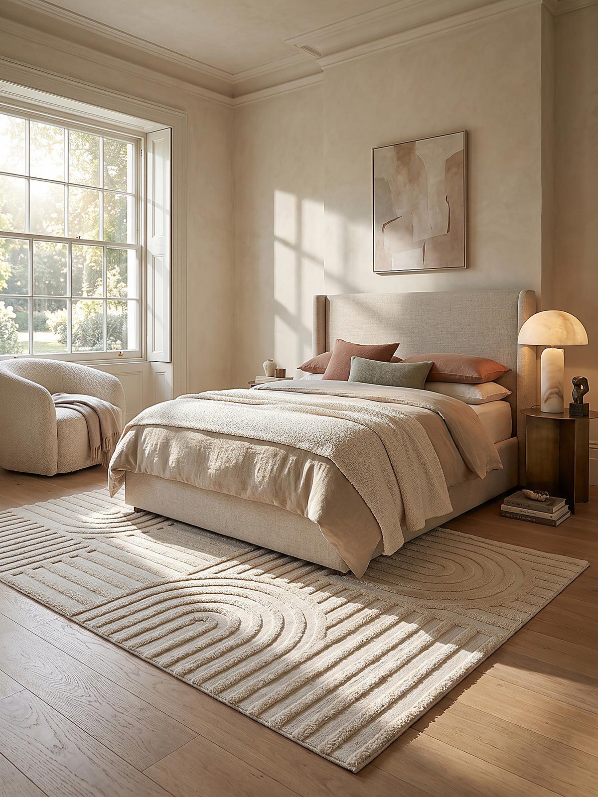 HOCHFLORTEPPICH ENRICK, Bogen-Relief, Creme, 200 x 300 cm - Beige, Textil (200/300cm) - KADIMA DESIGN
