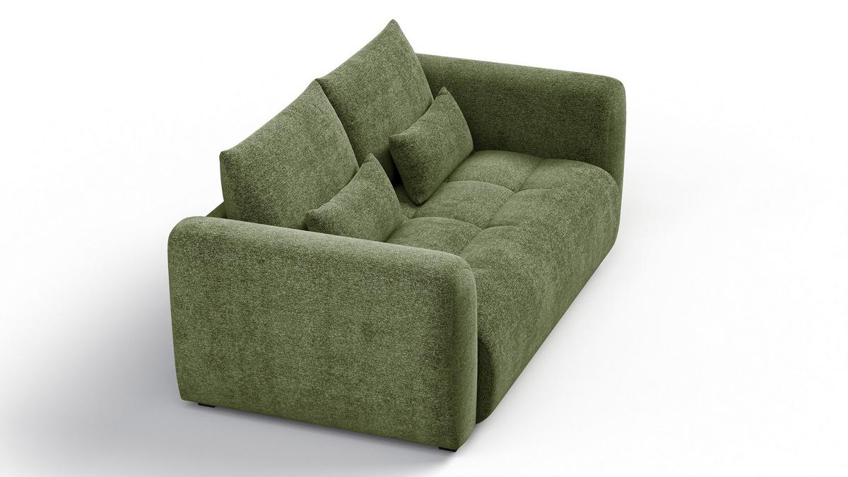SOFA SORENO 3-Sitzer, dunkelgrün - Dunkelgrün/Schwarz, Holz/Textil (214/94/114cm) - Wozimo