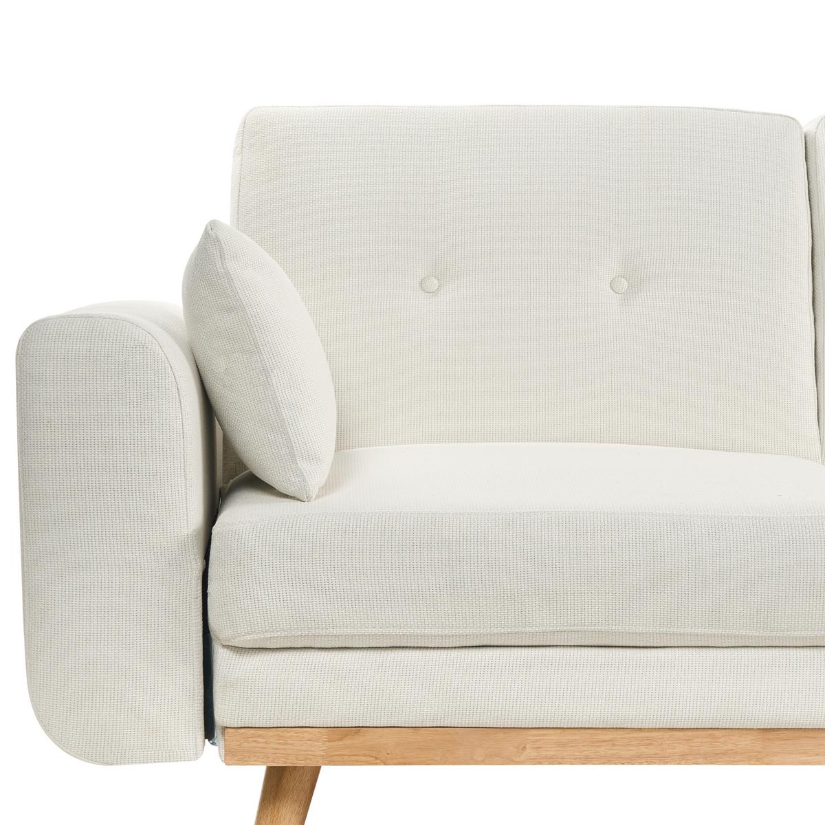 ECKSCHLAFSOFA 3-Sitzer Stoff Weiß linksseitig Kaarina - Hellbraun, Textil (260/152cm) - Beliani