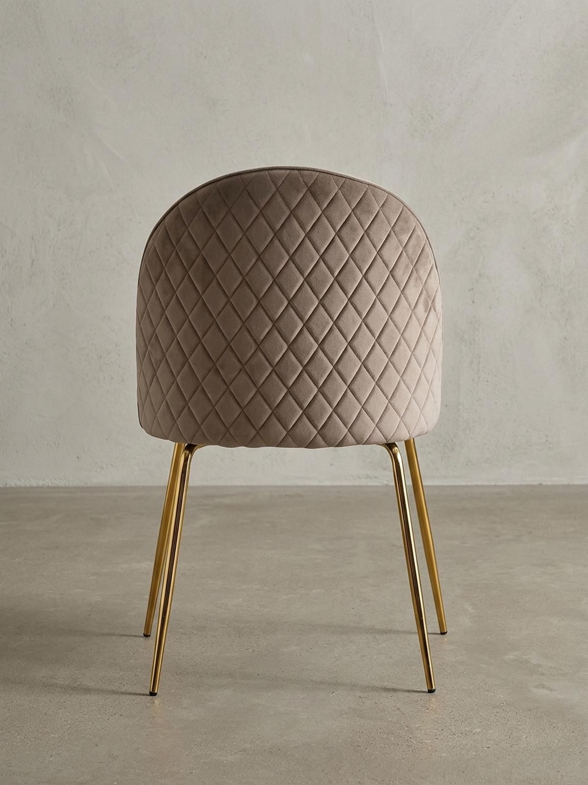 ESSZIMMERSTUHL 2er Set Samtbezug mit Metallgestell Diamantsteppung Skandinavisch gepolstert, Beige 53x50x87 cm - Beige/Goldfarben, Textil/Metall (53/87/50cm) - KADIMA DESIGN