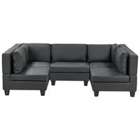5-SITZER-MODULSOFA U-förmiges Schwarz Kunstleder Unstad - Schwarz, Kunststoff (228/72/76cm) - Beliani