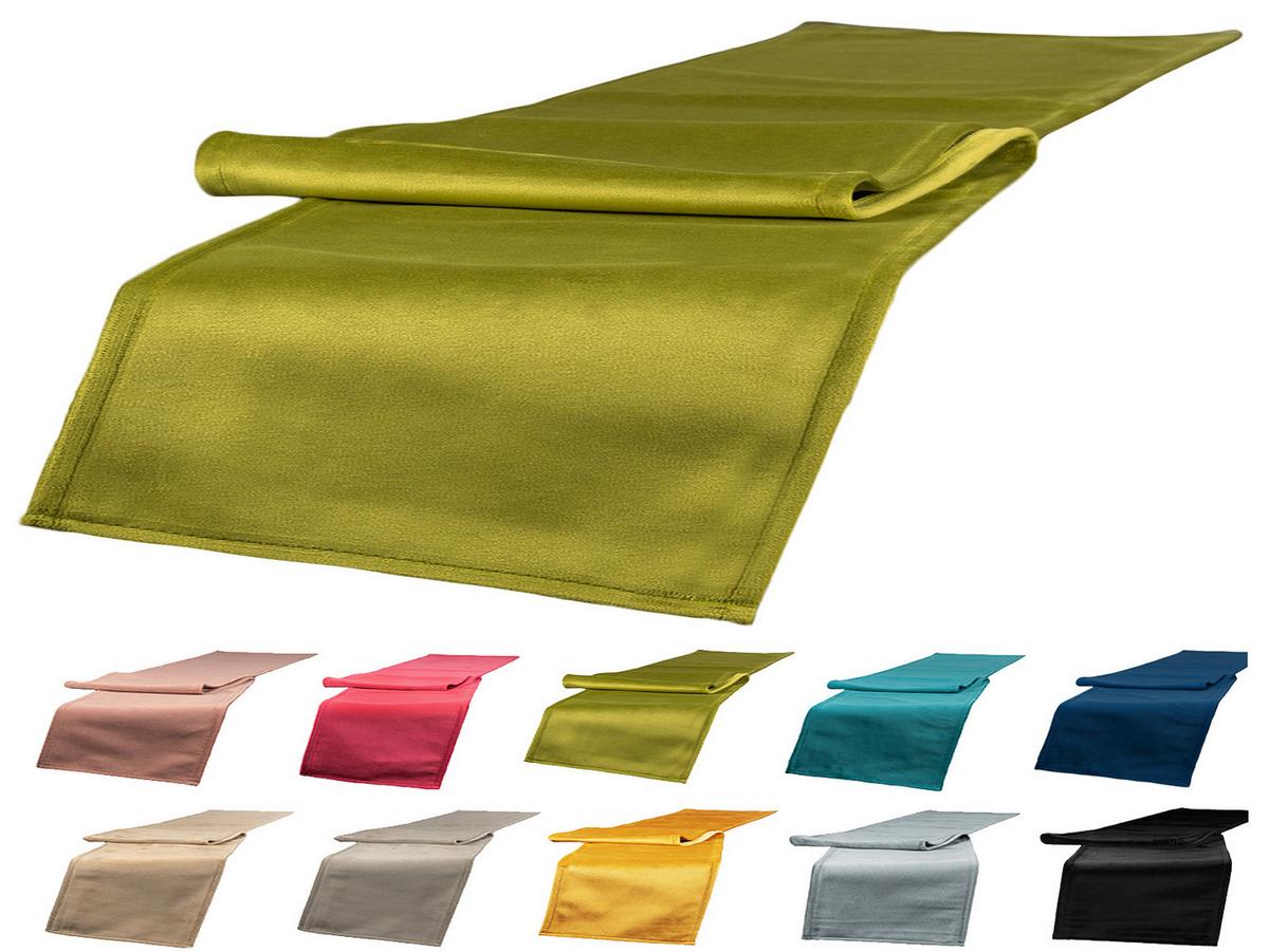 XL-TISCHLÄUFER Samt&Sonders mai-grün 220/40 cm - Olivgrün/Grün, Textil (40/220cm) - beties Heimtextil