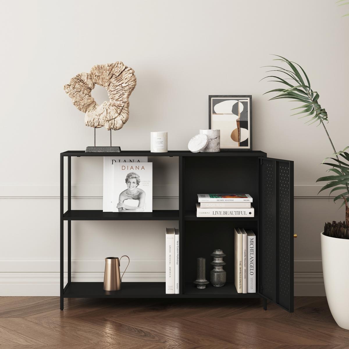 SIDEBOARD Viitasaari - Schwarz, Metall (100/75/30cm) - [en.casa]