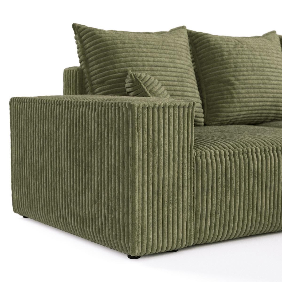 ECKSOFA SENSO mit Schlaffunktion Grün im Tilia Stoff - Schwarz/Grün, Holz/Holzwerkstoff (255/148cm) - AltaBeds