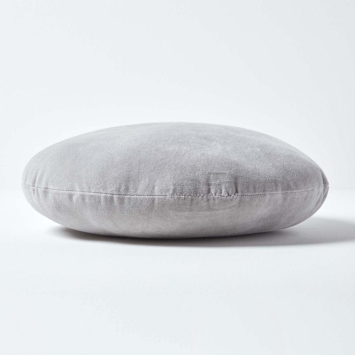 DEKOKISSEN rund grau, Baumwollsamt?40 cm - Hellgrau, Textil (40/40cm) - Homescapes
