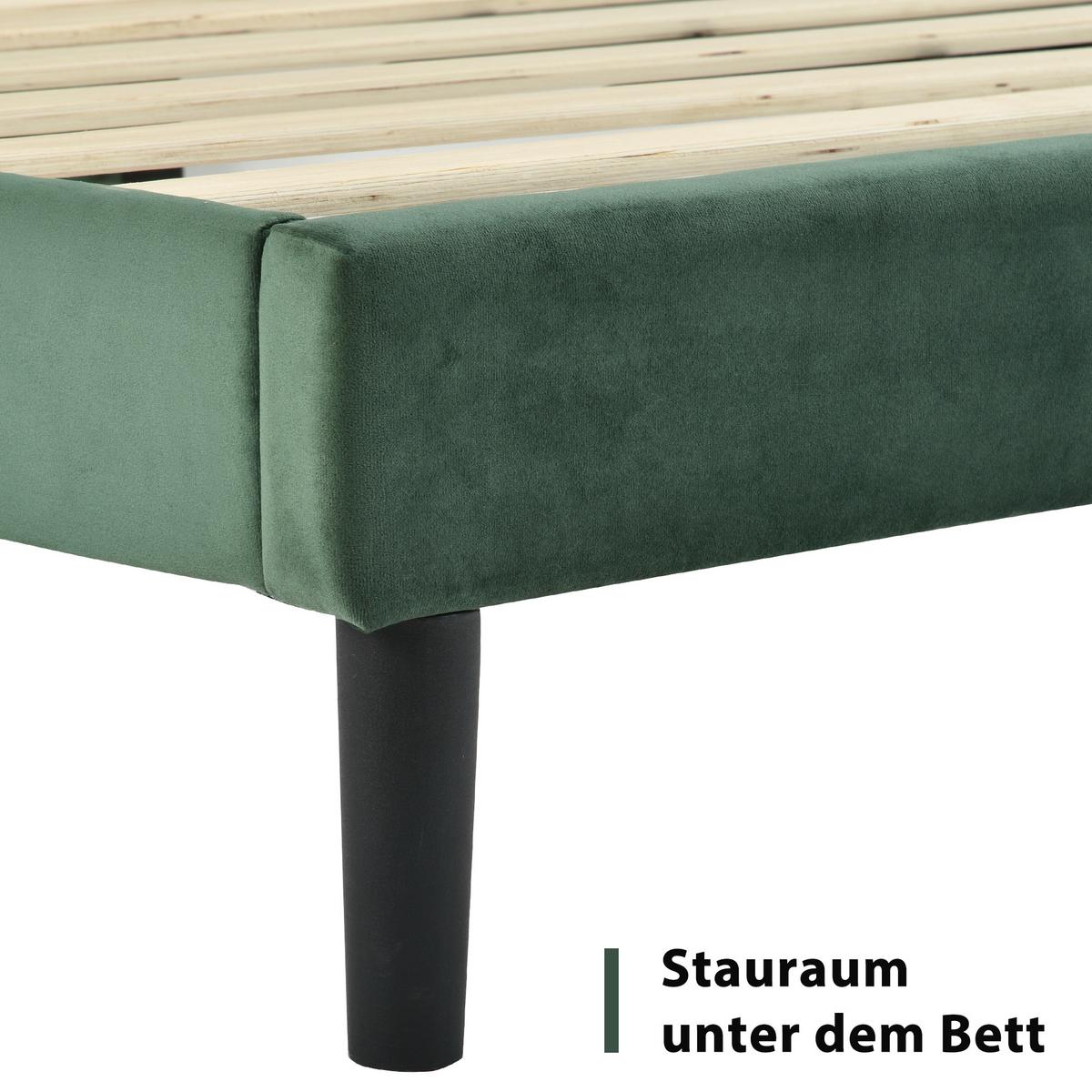 EINZELBETT Dunkelgrün 90/200 cm - Grün, Holzwerkstoff/Textil - Urban Meuble