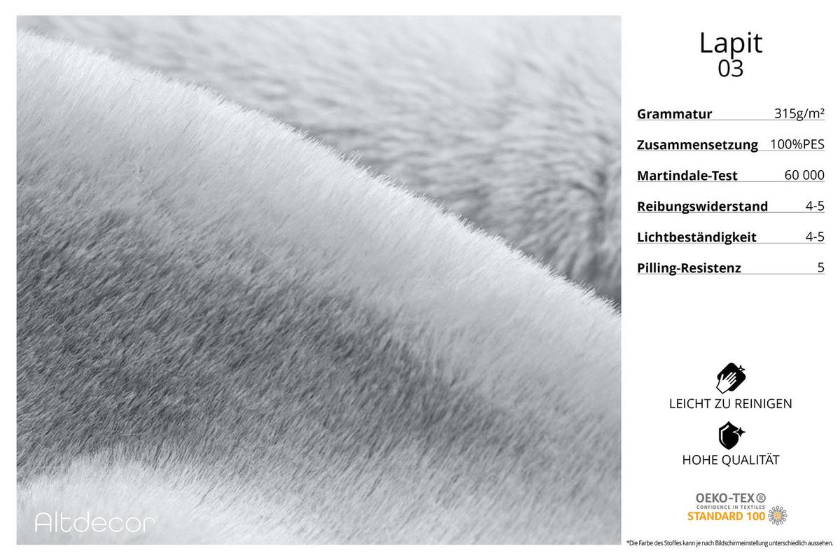 WOHNLANDSCHAFT Ottomane Links MOVO-L 345x180x78 cm Hellgrau Tissu - Nickelfarben, Holzwerkstoff/Kunststoff (345/78/180cm) - ALTDECOR