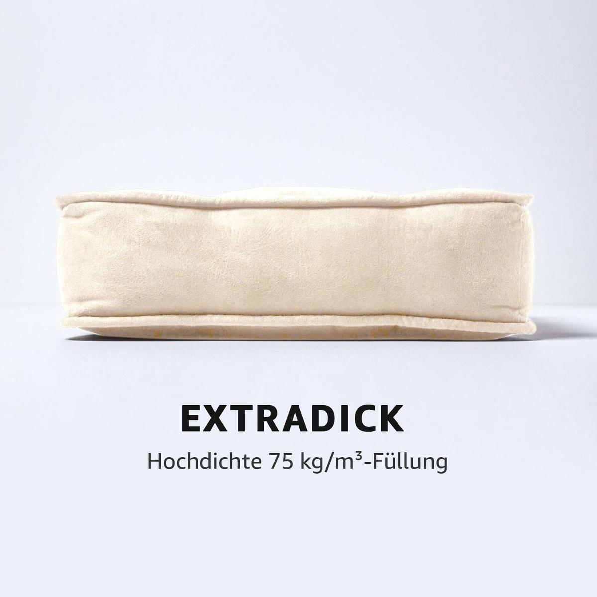 SITZKISSEN creme 40/40/10 cm – Stuhlkissen Velours - Creme, Textil (40/40/10cm) - Homescapes