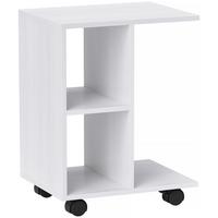 BEISTELLTISCH in C-Form, Couchtisch mit Rollen, 45 x 35 x 58 cm, Weiß - Weiß, Holzwerkstoff (45/35/58cm) - HOMCOM