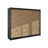 SCHWEBETÜRENSCHRANK Derby II - Braun, Holzwerkstoff/Metall (200/215/58cm) - MIRJAN24