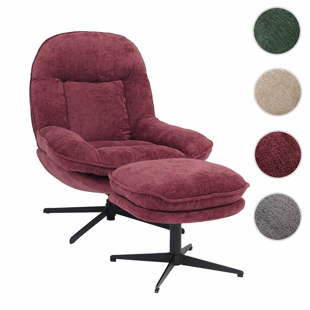 RELAXSESSEL MIT HOCKER Rot - Rot, Textil (80/96/90cm) - MCW