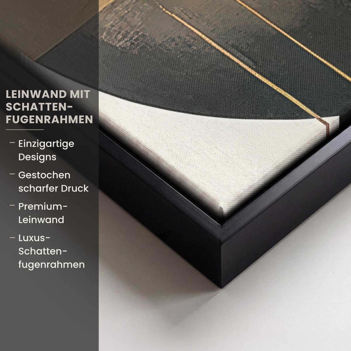 LEINWAND Bilder mit Rahmen - Abstrakt - Gold - Bronze - Grün - Formen - Modern - 50x50 - Multicolor, Textil (50/50cm) - MuchoWow