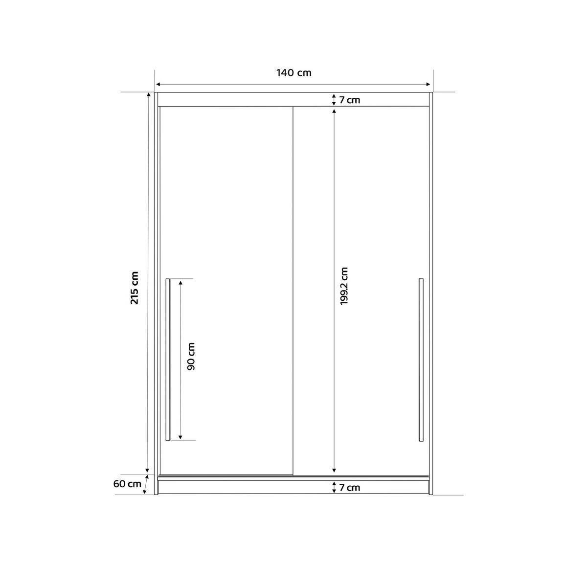 SCHIEBETÜRENSCHRANK SILENTE 140 cm mit Einlegeböden und Kleiderstange - Beige, Holzwerkstoff (140/215/60cm) - Idohome